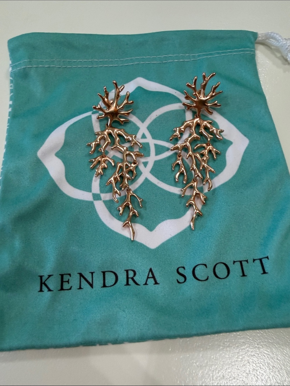 Kendra Scott Rose Gold Coral Branch Statement Earrings